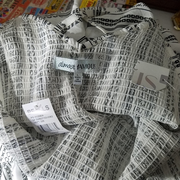 NWT Almost Famous Dress Large Black White Ruffled High Low - Picture 4 of 8